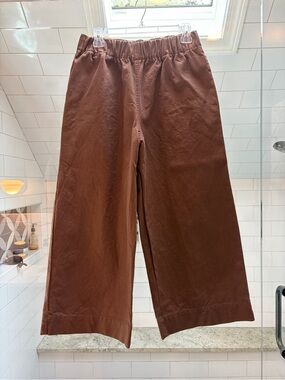 Elizabeth Suzann Umber Cotton Canvas Wide-Leg Pants L